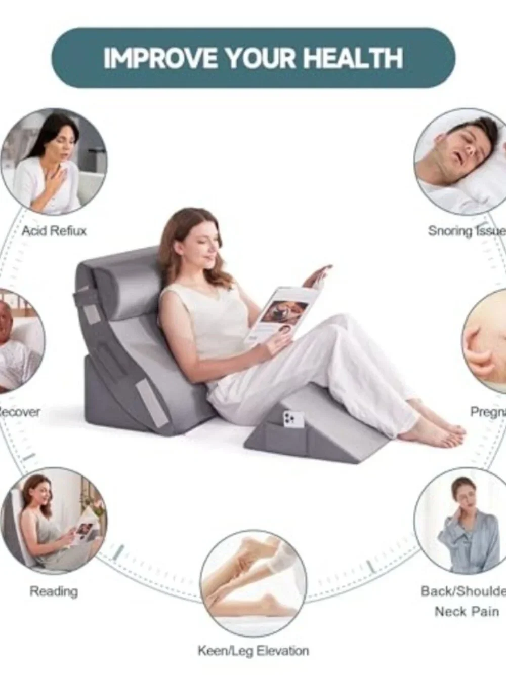 4pcs Orthopedic Bed Wedge Pillow Set for Sleeping - Wedge Pillows for After Surg
